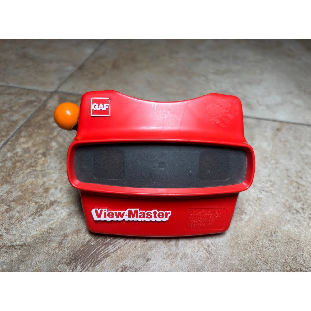 Vintage GAF View-Master Model L Red 3D Viewer USA Orange Ball Lever 1970s